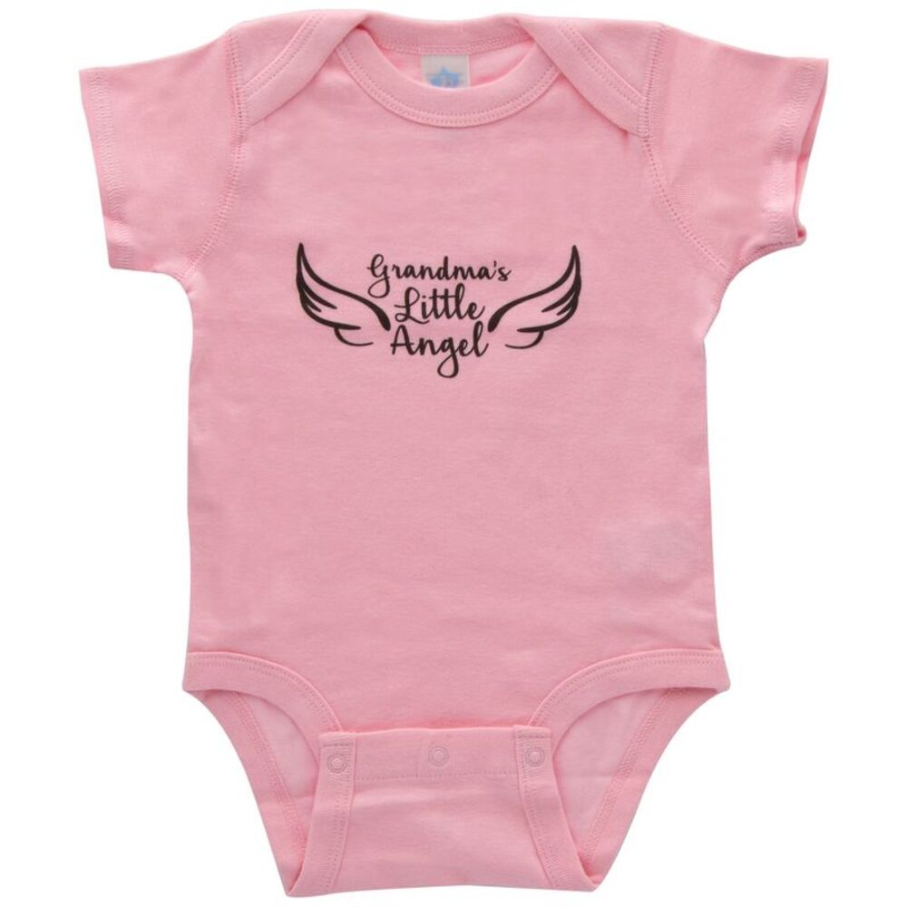 Grandma's Little Angel 100% Cotton Baby Pink Bodysuit, 6-9M